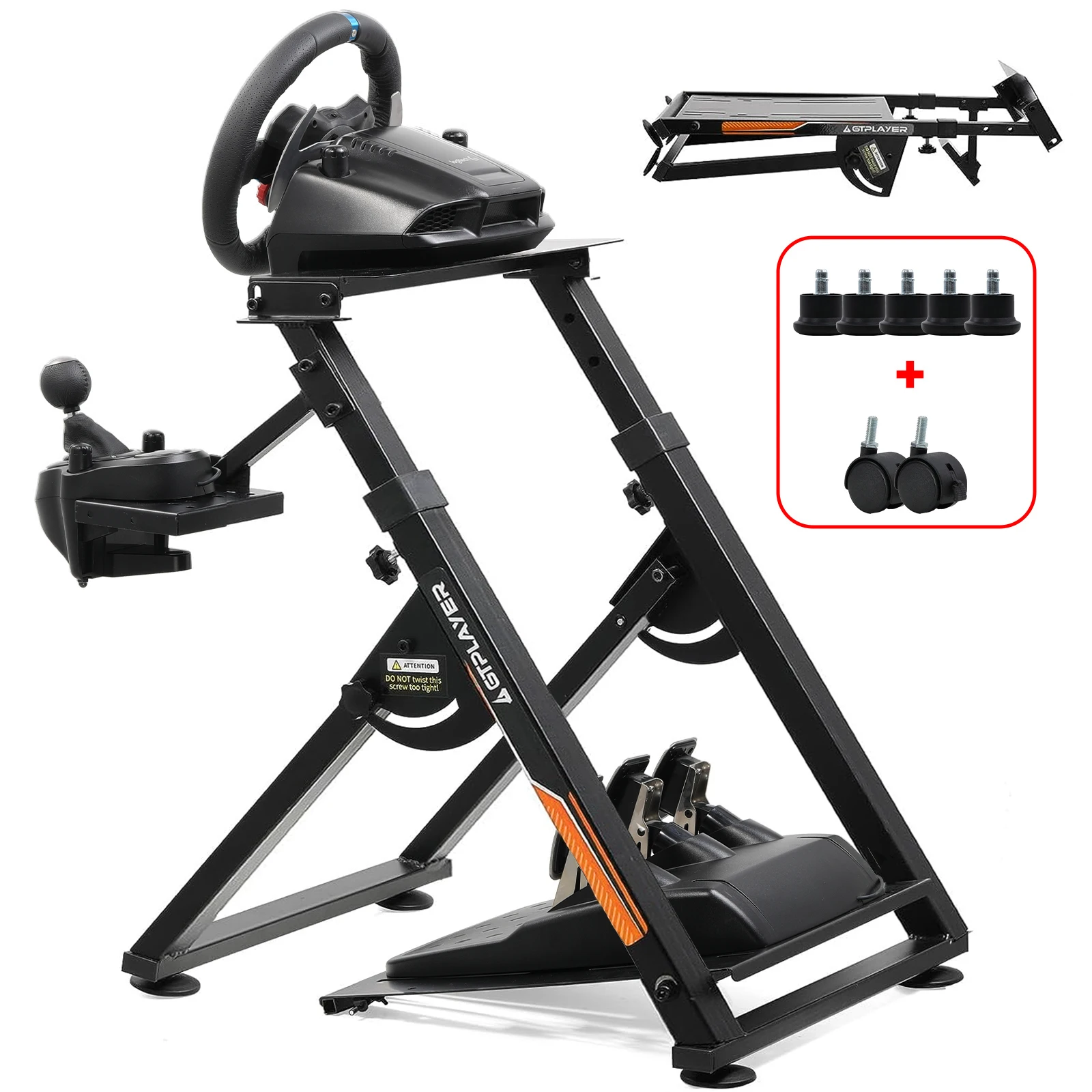GTPLAYER Lenkradständer für Lenkrad Gaming Wheel Stand mit V1 V2 Schalthebelhalterung Neigungsverstellbares Gestell PS4 Xbox PC – Detail 6