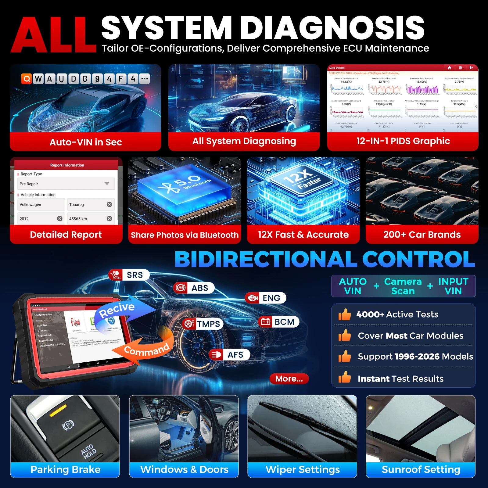 LAUNCH X431 PRO3S+ V5.0 PRO Strumento Diagnostico per Auto, Scanner OBD2 Bidirezionale - immagine 2
