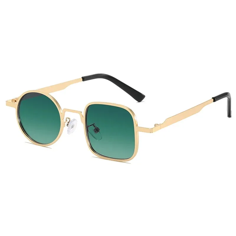 Vintage Asymmetric Metal Frame Sunglasses - Unisex Round & Square Design