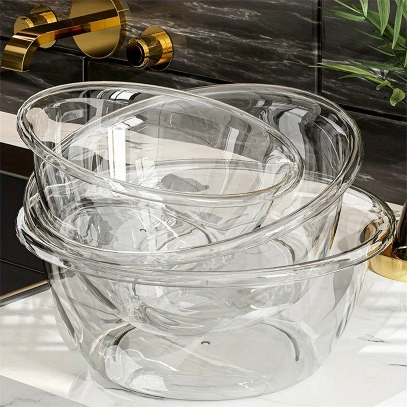 A set of 3 large, medium and small washbasins, transparent and thick, light luxury style