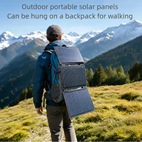 Chargeur solaire JINGYANG PV 35W avec ports USB-A et USB-C, chargeur solaire portable pliable à 24% d'efficacité, compatible avec les téléphones portables, les batteries externes, chargeur solaire pour sac à dos. 2