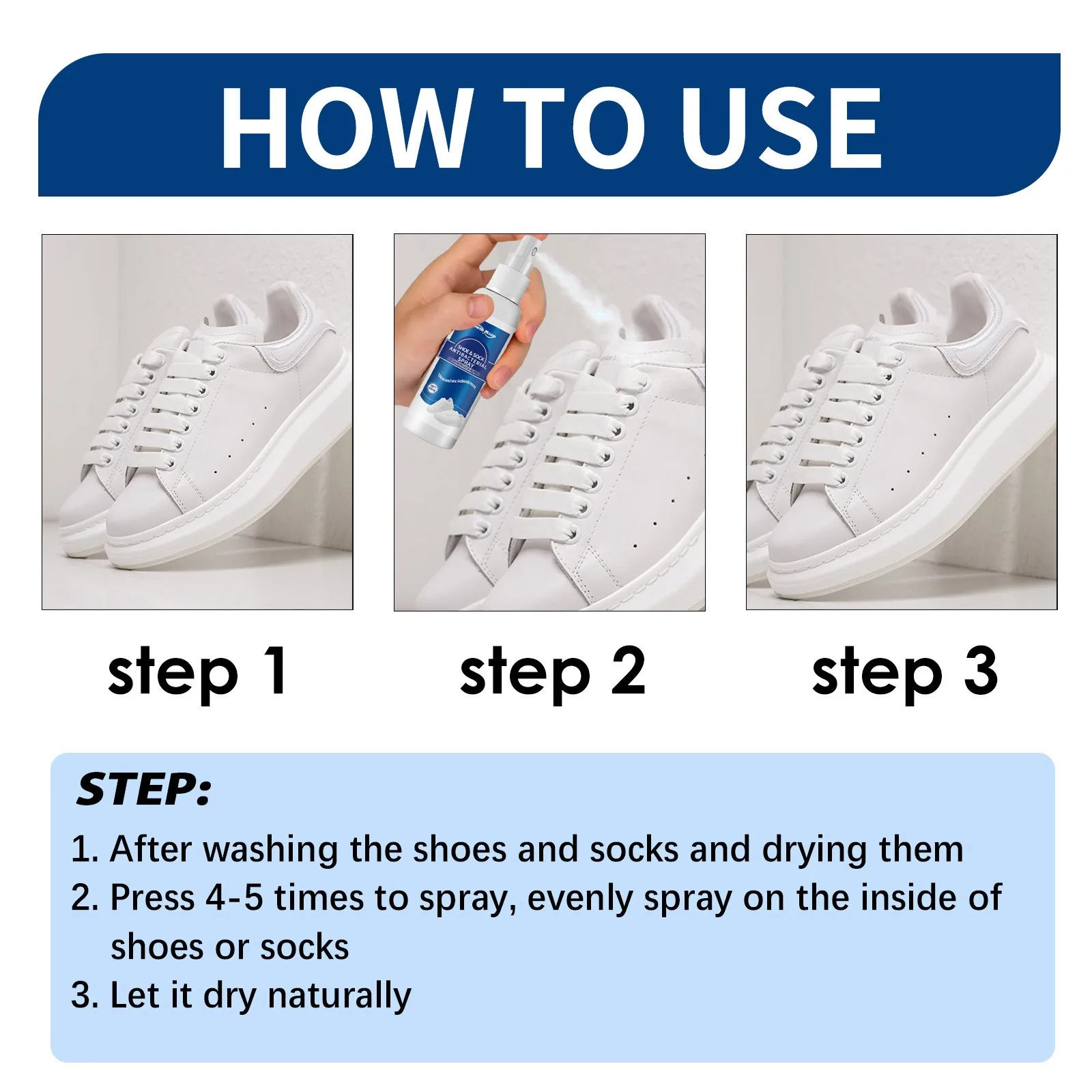 Shoe Odor Removal Spray 60ml Antibacterial for Shoe Foot Odor Shoes Stink Freshener Socks Odor Remover
