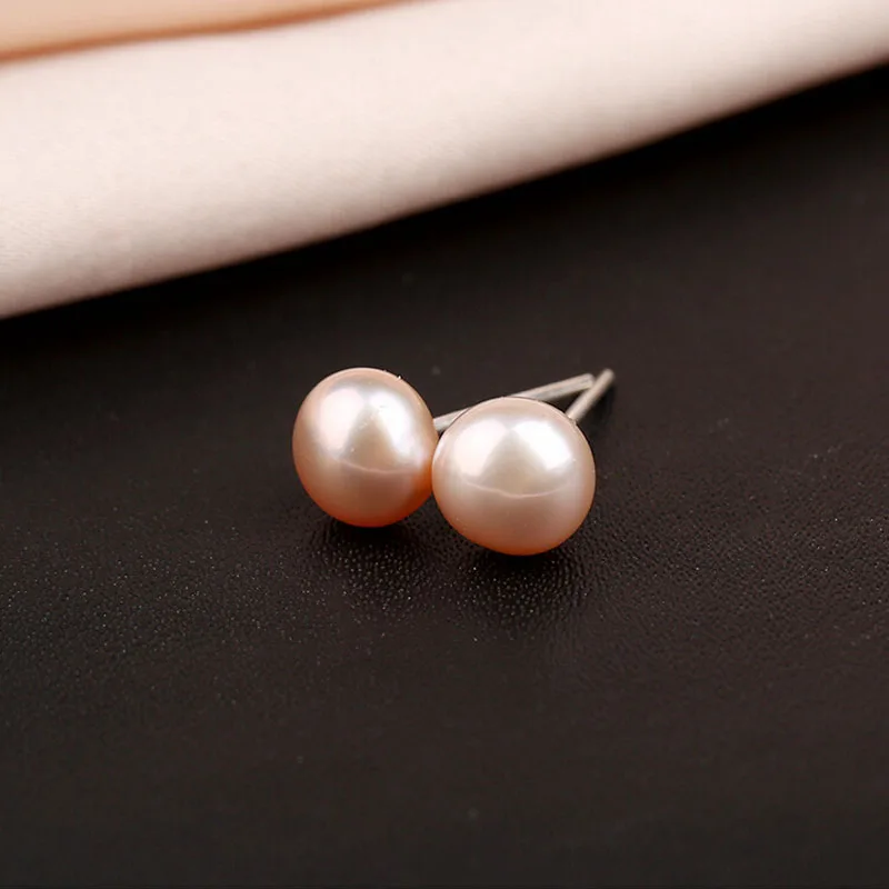 Wholesale 100 Pairs of 5-6mm Natural Fresh Water Button Pearl Stud Earring 6