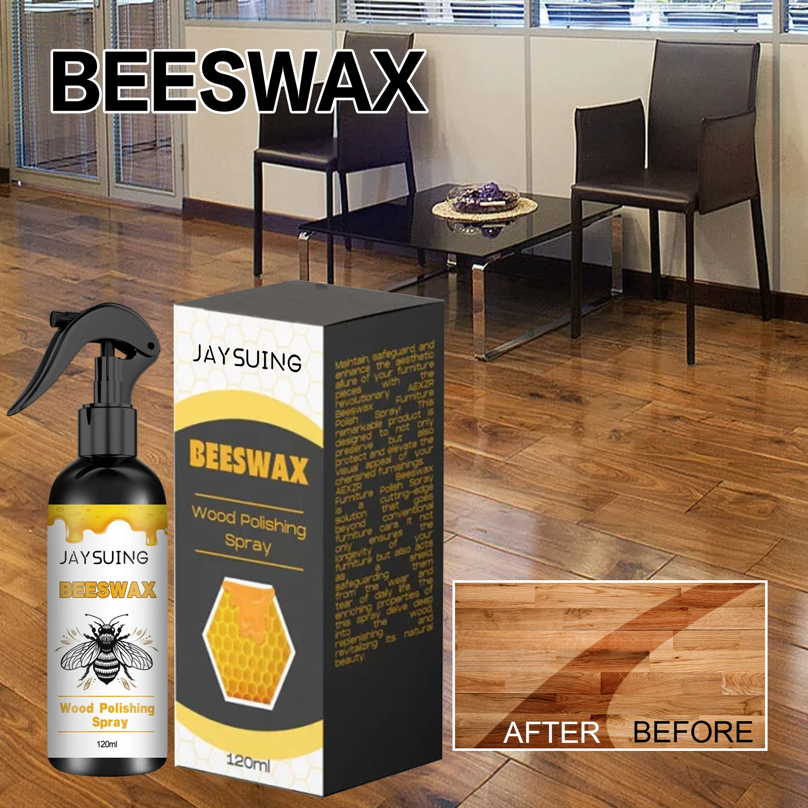 Natural Beeswax Wood Polishing Spray for Floor Refurbishment