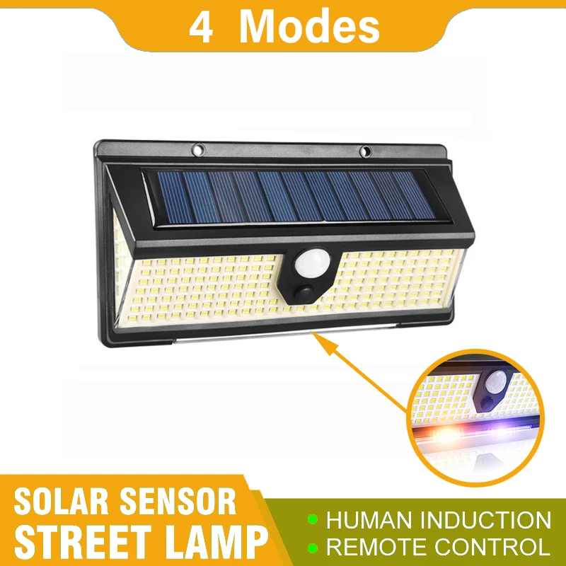 

190LEDs Solar Outdoor Lights with Alert Flashing 4 Working Modes IP65 Waterproof Solar Sensor Street Lamp for Garage Garden