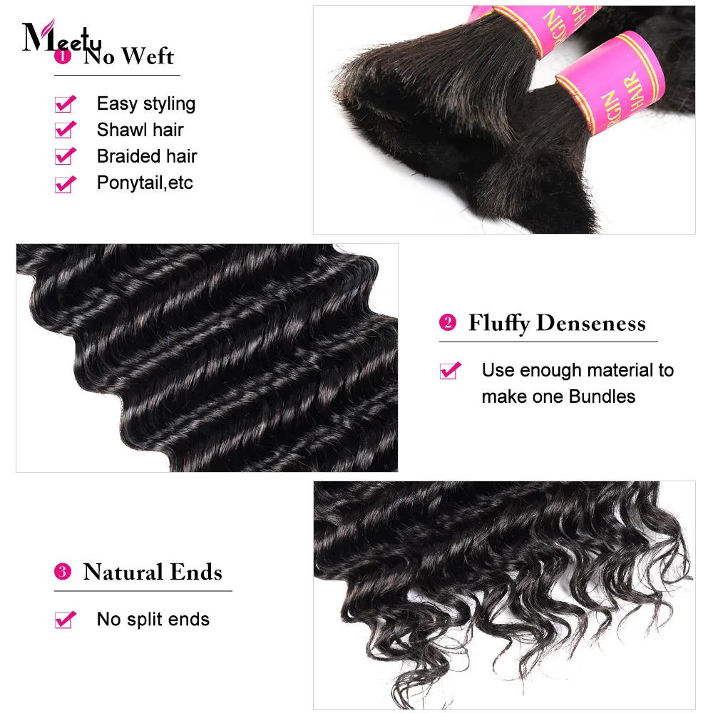 Natural Black Deep Weave Bulk Braiding Hair 50g Micro Micro Braids