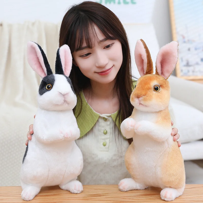 Simulation Rabbit Plush Doll Furry Animal Bunny Plushie Toy Model Christmas Gift Home Decoration