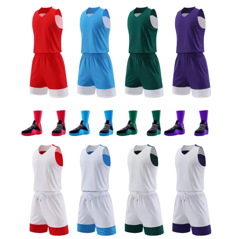 Oversized Reversible Basketball Jersey Sets For Men Double Side Sports Vest Add Any Team Name Number Personalized Kid Jersey