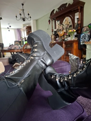 Abyss Lace-Up Stompers - Goth Platform Boots photo review