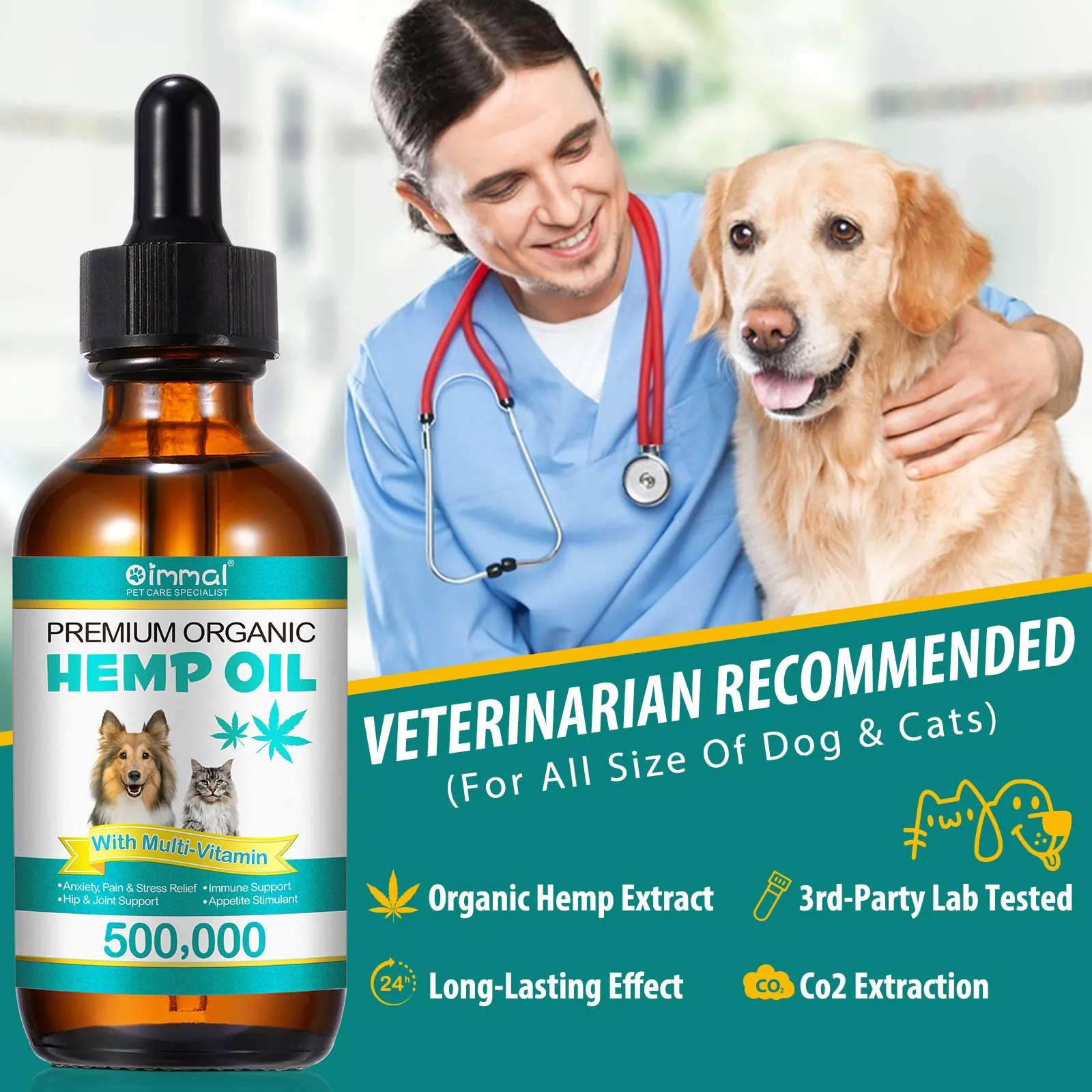 Premium Organic Oil with Multivitamin for Dogs Anxiety Pain & Stress Relief Hip Joint Support Immune Support Appetite StimulantG
