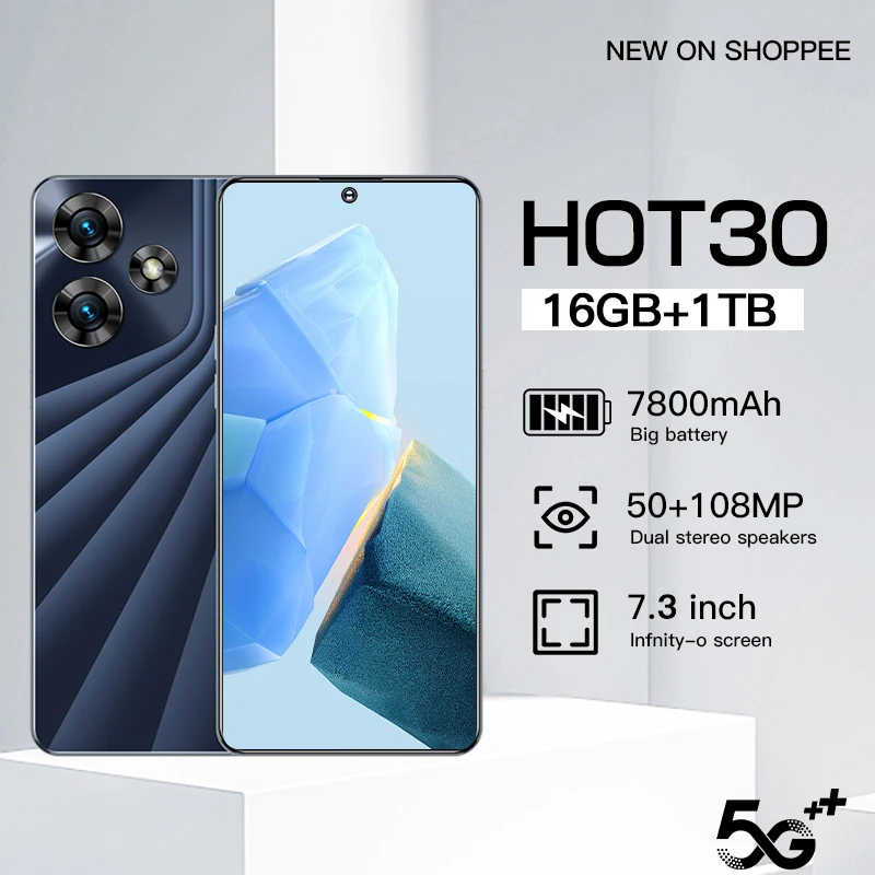 7.3 HD 안드로이드 휴대폰, 언락 4G, 5G 듀얼 SIM 카드, 7800mAh, 16GB, 1TB 휴대폰, 50MP, 108MP 셀룰러, 30 프로, 인기