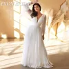 EVON BRIDAL Plus Size Wedding Dress For Big Women 2024 New Chiffon Long Sleeves A-Line Pleat  Bride Dresses Vestido De Noiva 1