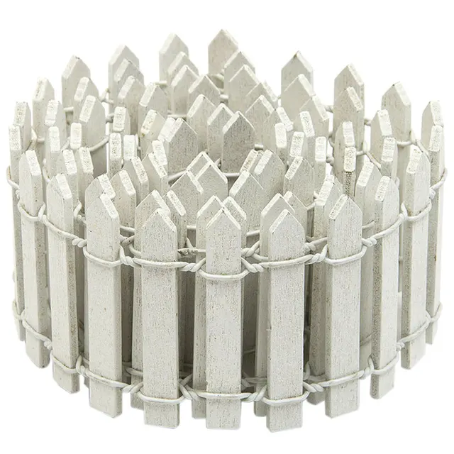 Mini 1M Miniature Wood Fence Decoration Farm Garden Decorative Balcony Landscape Barrier Accessory Indoor Courtyard White 100x5c