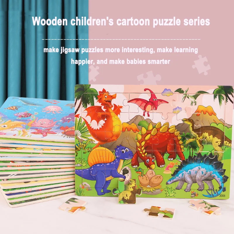 Logic Thinking Intellectual Wooden Game Puzzle Jigsaw Animal Vehicle Cartoon Early Educational Toys For Kids Children Gift wooden puzzles