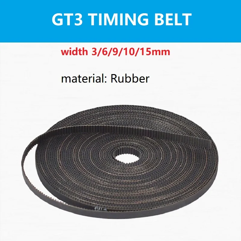 

3GT 3MGT Open Synchronous Timing Belt GT3 Width 3mm 6mm 9mm 10mm 15mm Rubber 3GT-3/3GT-6/3GT-9/3GT-15 3D Printer Belts