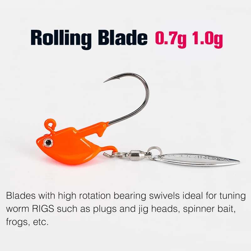 TSURINOYA 5PCS 360° DIY Spinner Blade 1.0g 1.2g Rolling Swivel Metal  Spinner Bait Frogs VIB Spoon Lure Fishing Accessories