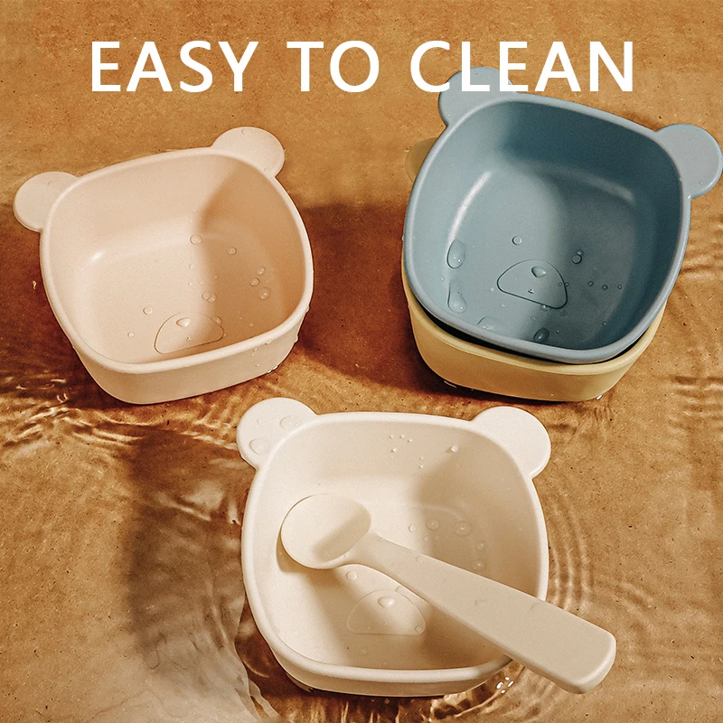 Modabebe Fashion Solid Silicone Bowl Set For Baby Bpa Free Training Feeding Dinnerware Baby Learning Bowl Set With Spoon