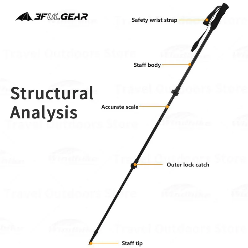 3F UL GEAR Ultralight Trekking Camping Climbing Walking Sticks Length Adjustable Carbon/Aluminum Alloy Outdoor Hiking Handle 3