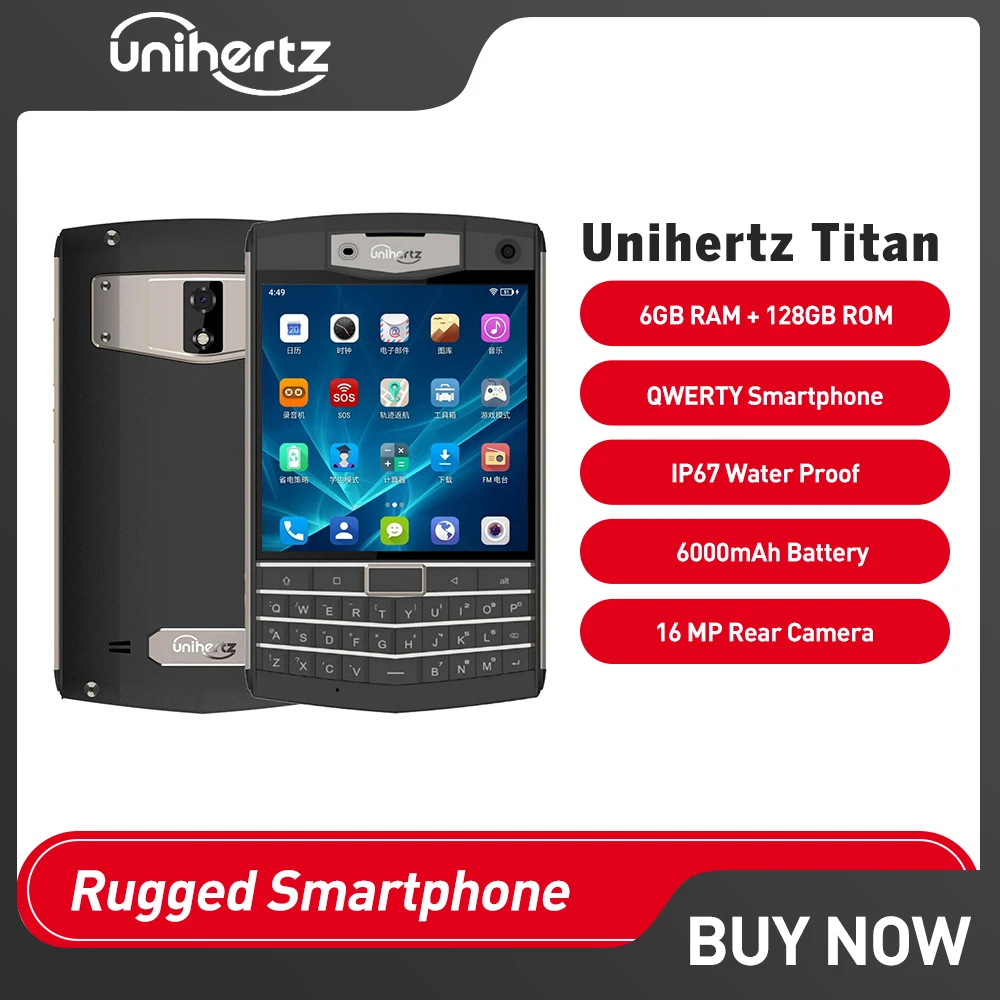 Unihertz Titan Rugged QWERTY Keyboard Smartphone IP67 Waterproof Octa Core  Android 10 6GB+128GB NFC 6000mAh 4G LTE Mobile Phone