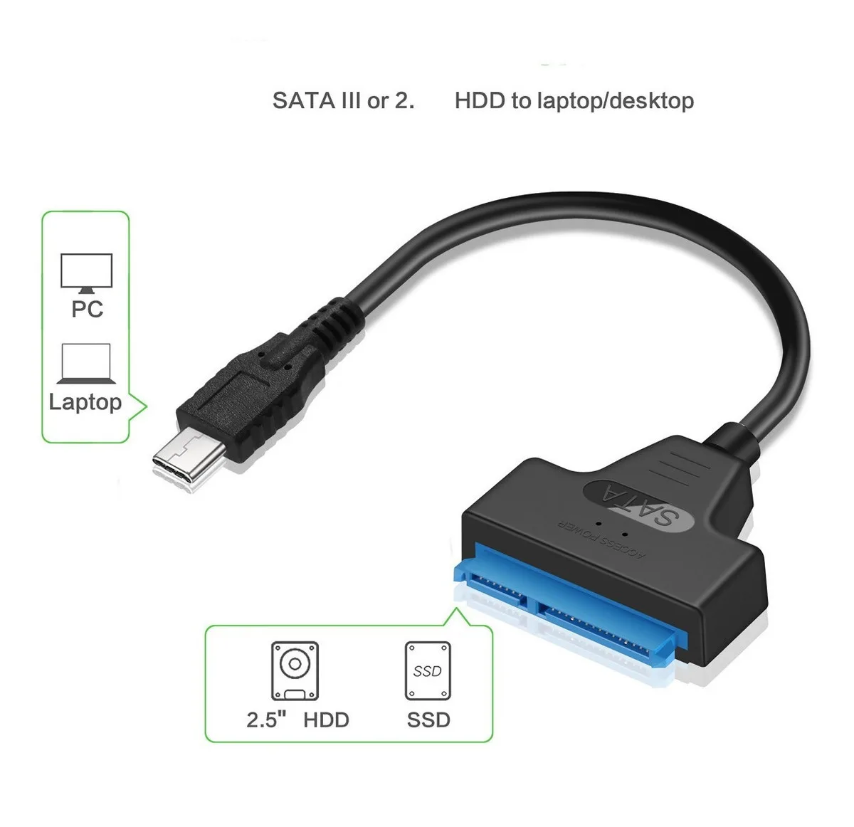 Cabo adaptador usb-c para hd ssd de notebook