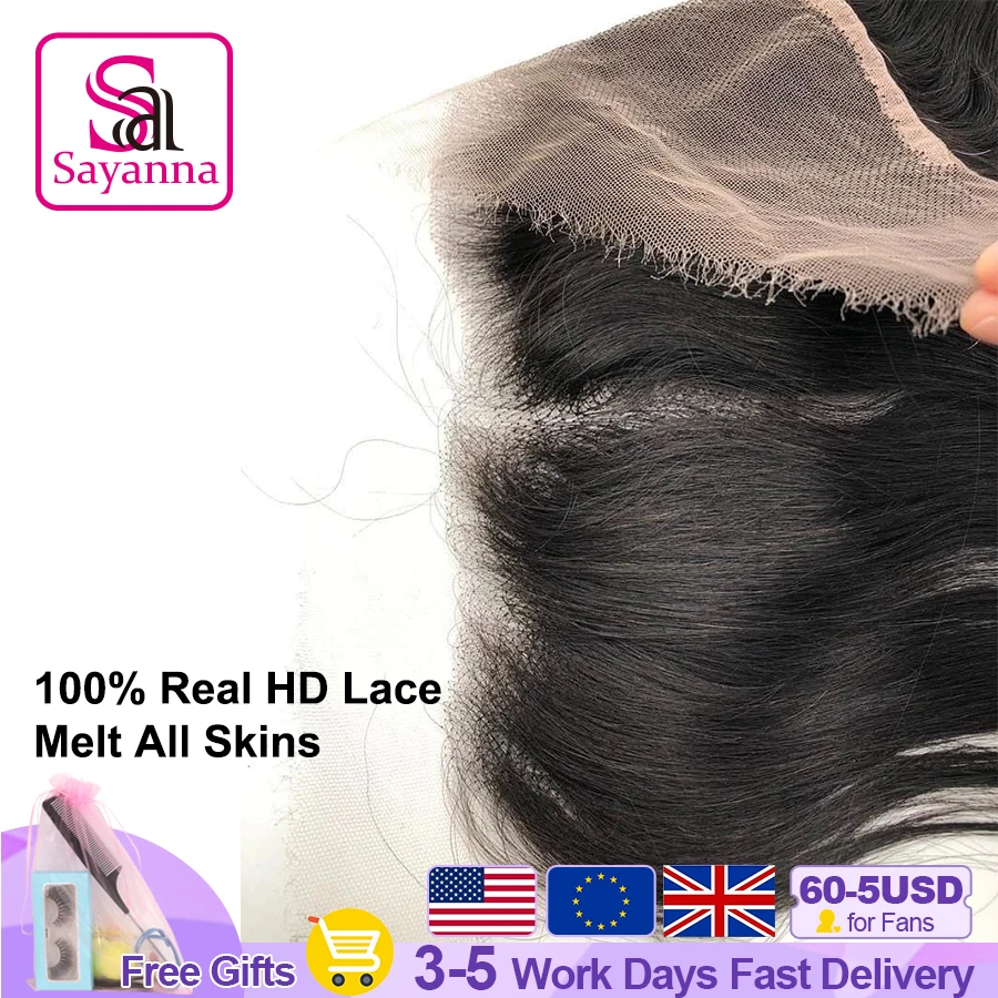 Invisible 13x6 HD Lace Frontal Melt Skin Pre Plucked HD Transparent Lace Straight 5x5 6x6 Closure 100% Human Hair