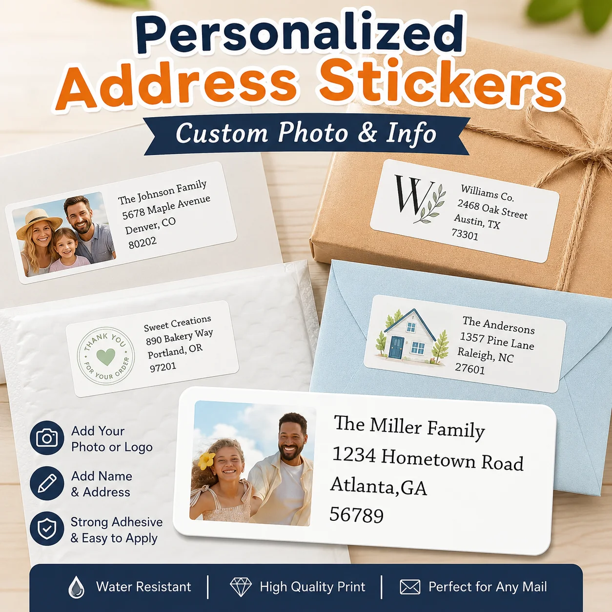 Personalized Photo and Address Stickers for Special Occasion Decor and Gift Tags