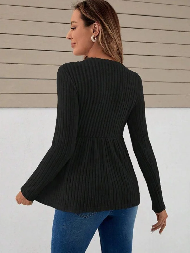 Maternity Clothes Long Sleeve Blouse T-Shirts Tees Spring Autumn Loose Casual Pregnant Women O-Neck Blouse Shirts Pullover Tops 5