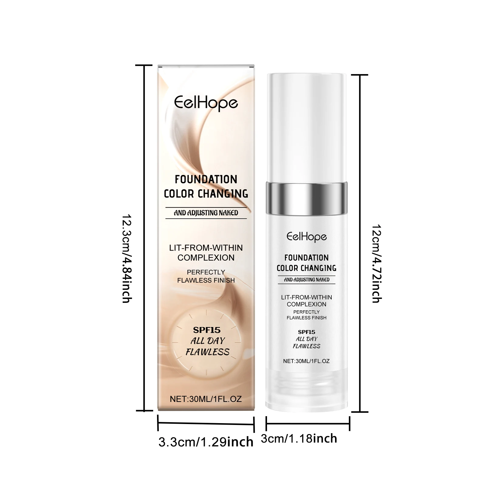 EELHOPE Color Changing Foundation Natural Moisturizing Refreshing Lasting Makeup Improve Skin Tone Perfect Coverage Foundation