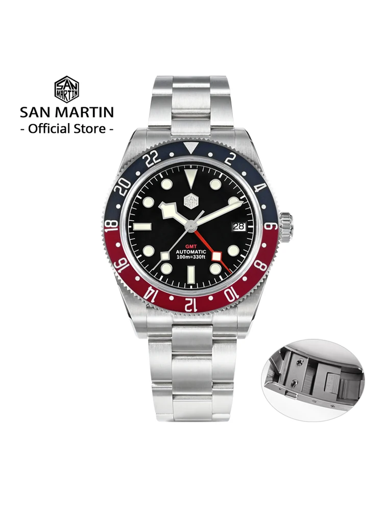 Zegarek męski San Martin NH34 GMT 39mm aluminiowy 100M