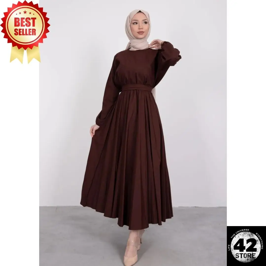 Seasonal Brown Hijab Dress