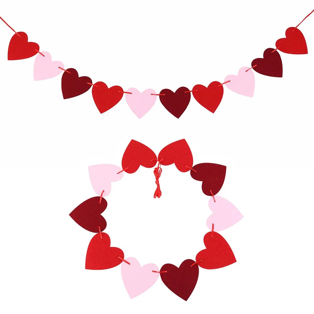 

5 m Valentines Garland Valentines Day Decor Red Rose Light Pink Heart Garland Decor Heart Banner Romantic Valentines Day Decor