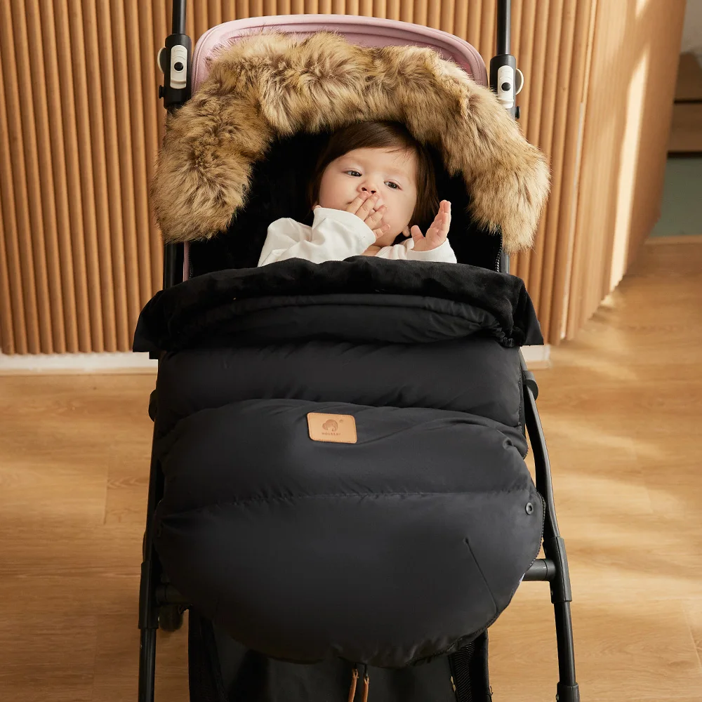 Sacos de dormir Saco de bebé en cochecito Invierno Cuello de piel a prueba  de viento Extraíble 2 estilos Saco para pies 0 36 Meses Para carrito Cesta