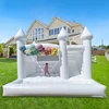 15FT PVC White Bounce House With Slide & Ball Pit, Large Jumper Bouncy Inflatable Castle For Wedding, Birthday, Party Decoration 1