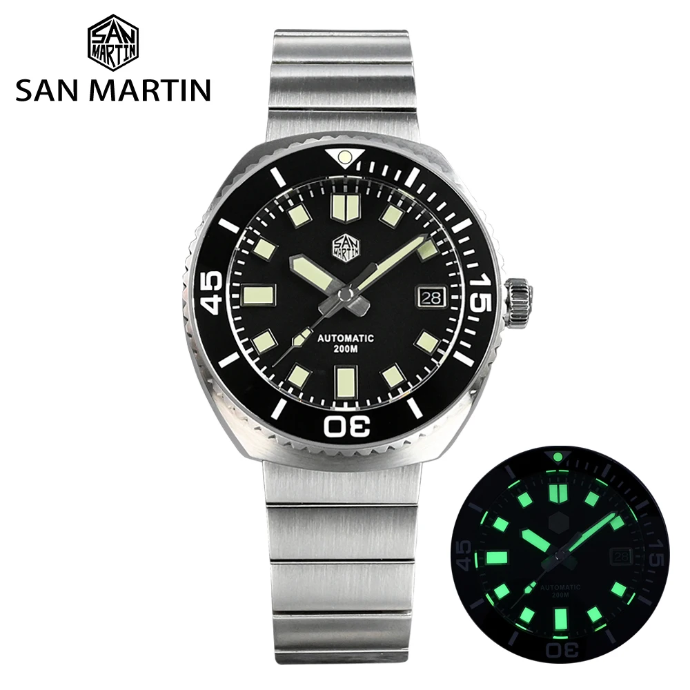 San Martin Men Watches Original Design Retro Diver Watch Sapphire NH35A Automatic Mechanical 20Bar Ceramic Bezel C3 Luminous 1