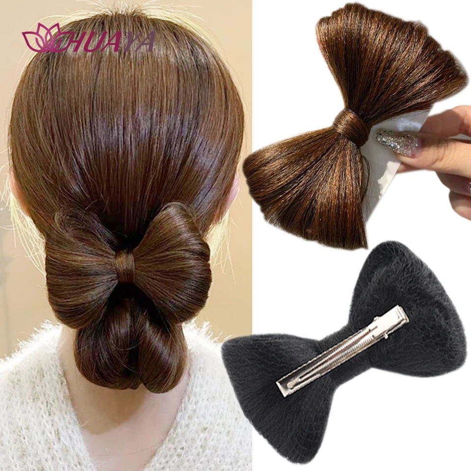 HUAYA Synthetic Hair Bun Bowknot Hair Clip Hairpiece Fashion Bow Hair