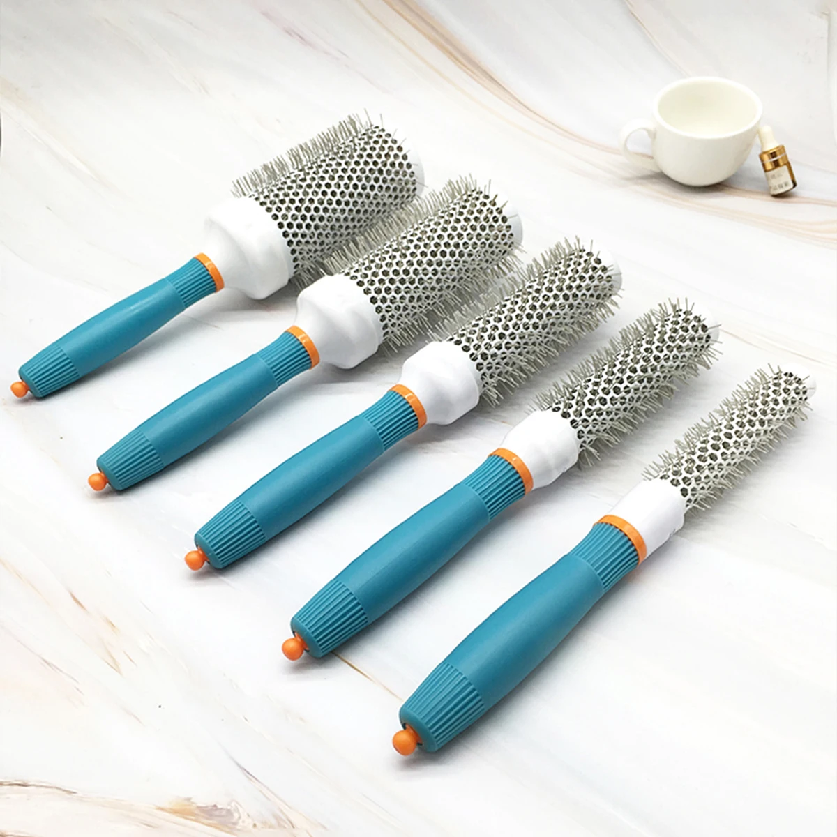 Hair Styling Hair Brush Nylon Comb Thermal Aluminum Tube Round Barrel Comb Professional Salon Brush Rollers Tools