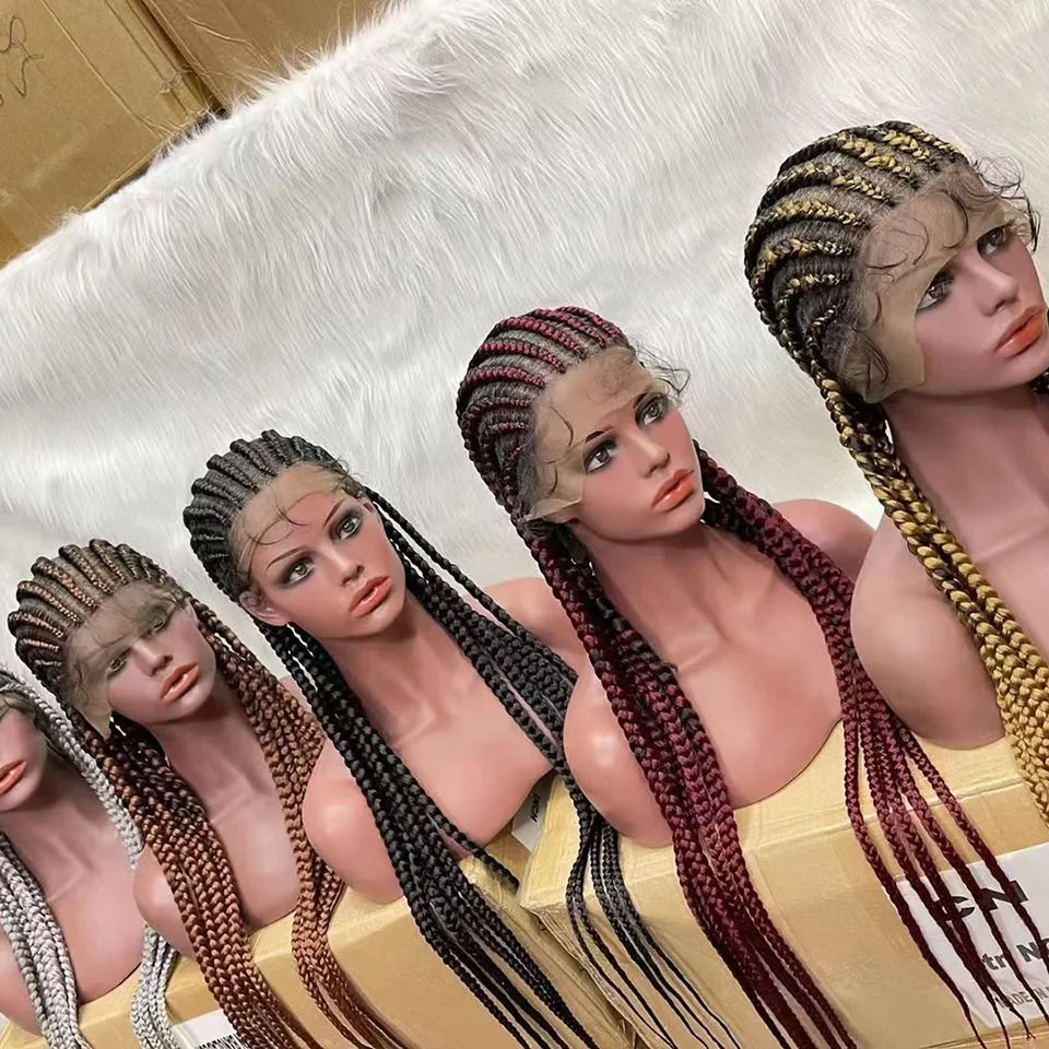

11 Tracks Synthetic Lace Braided Wigs 36 Inch Synthetic Lace Front Wig HD Full Lace Crochet Braids Hair Cornrow Knotless Wig