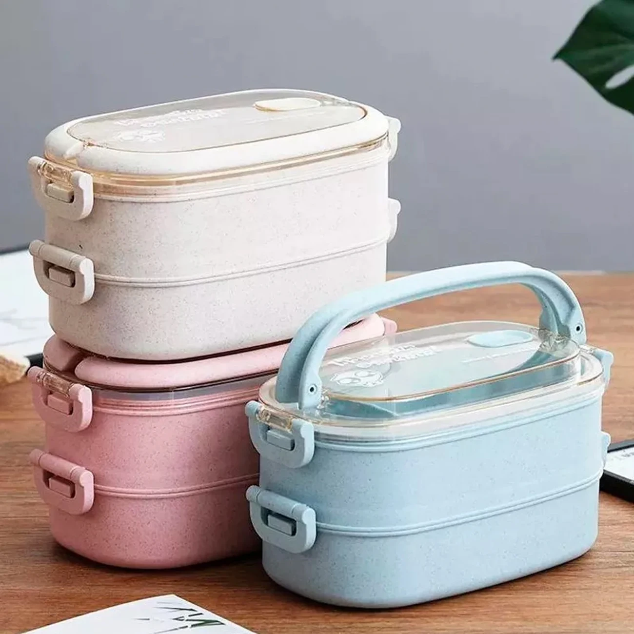 Lonchera Hermetica 1.7 Lt Lunch Box Lunch Kawaii Cubiertos Caja de Almuerzo Oficina Escolar