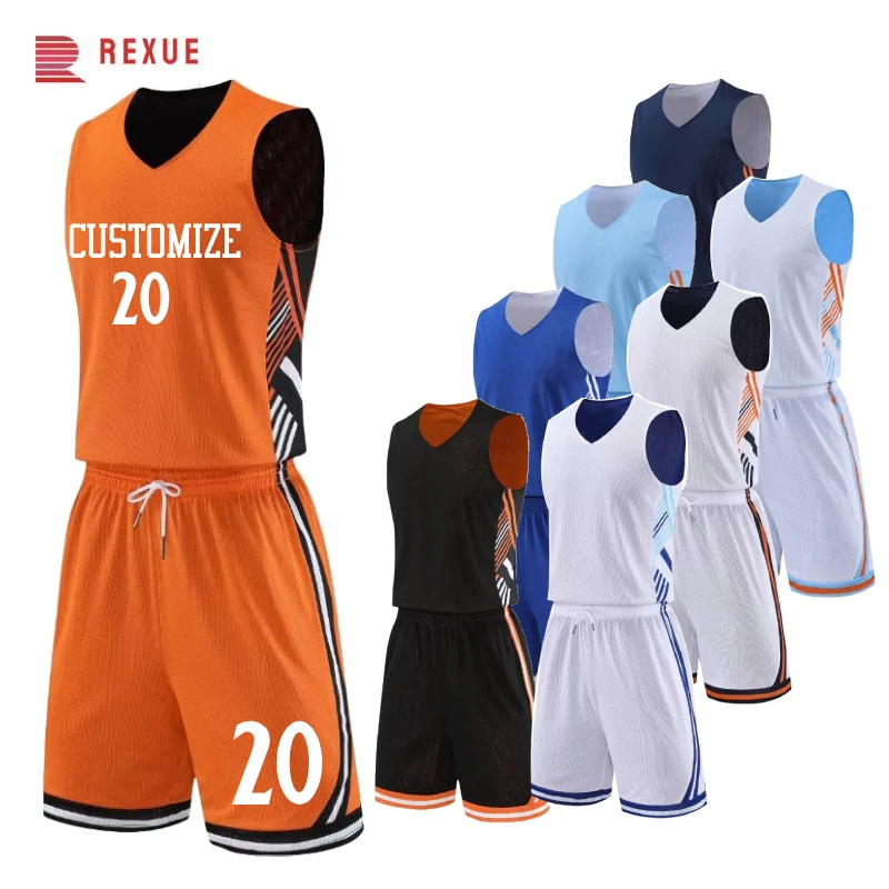 Plus Size Basketball Jersey For Men And Child Reversible Basketball Team Clothes Can Print Name Number High Quality Mesh Jersey