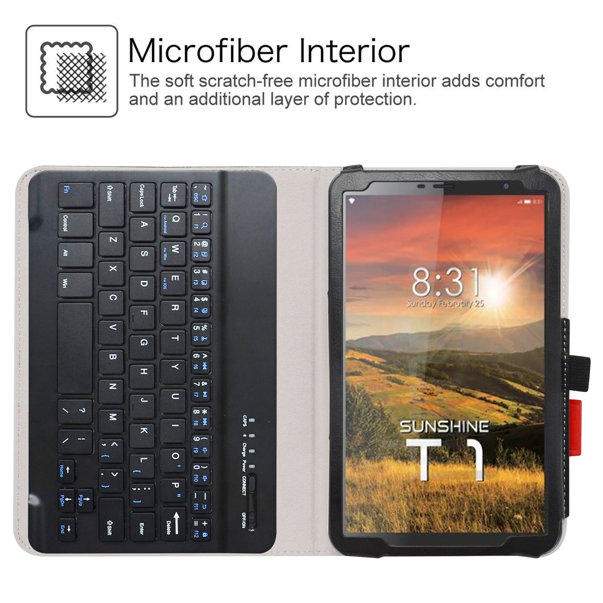 para removível do teclado de bluetooth da tabuleta da elite da luz do sol capa de couro do plutônio do suporte dobrável