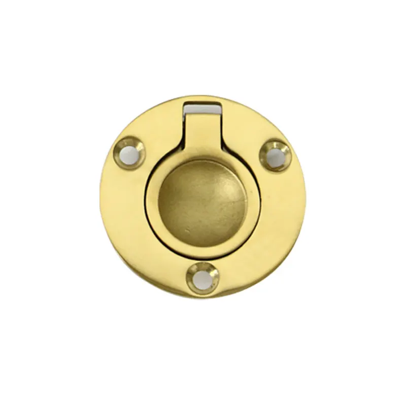Marine 316 Stainless Steel Brass Plating Hatch Pull Handle with Mounting Screws Round Square Flush Lift Ring for Boat 3