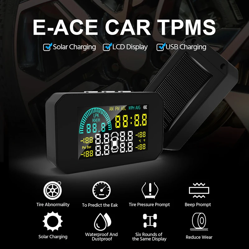 E-ACE TPMS ¾籤 ð ӵ,  Һ LCD ÷, Ÿ̾ з ͸ ý,  溸 , Ʈ  4 
