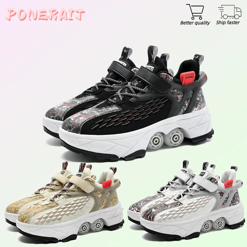 ponerait-dual-use-double-row-deformation-four-wheels-roller-skate-shoe-outdoor-casual-fashion-children-sneaker