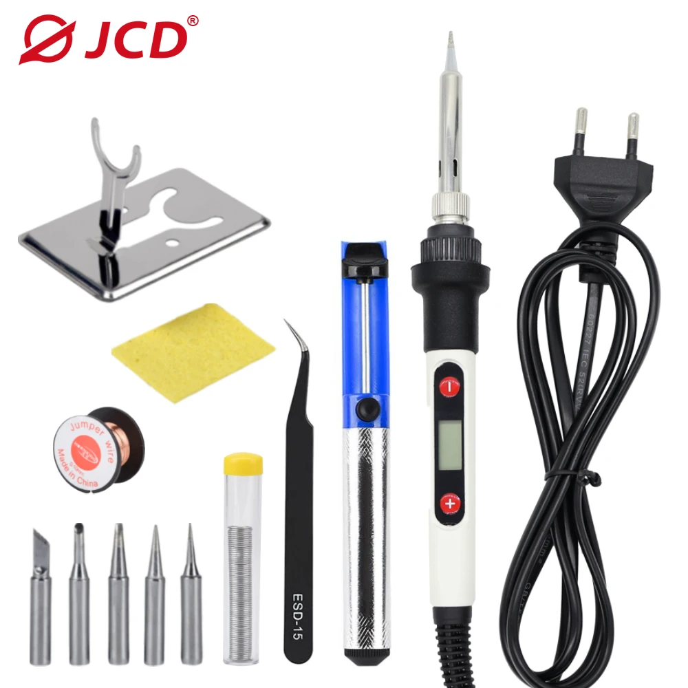 QHTITEC 80W Digital Electric Soldering Iron Kit Adjustable Temperature Welding Tools Ceramic Heater Soldering Rework Station