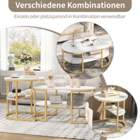 Ensemble de 2 tables basses Superaly, table ronde pour canapé, table d'appoint avec espace de rangement et structure en métal, pour chambre ou balcon, doré 7