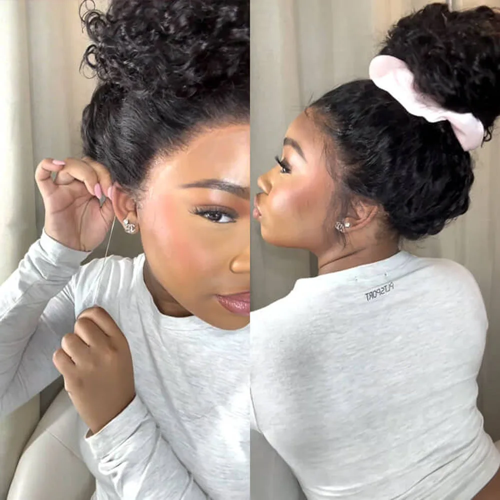 Lace Front Wig Human Hair Wigs 360 Lace Wig 250 Density Invisible Strap Curly 360 Full Lace Front Human Hair Wig 30 Inch Water Wave Lace Frontal Wig Glueless Human Hair