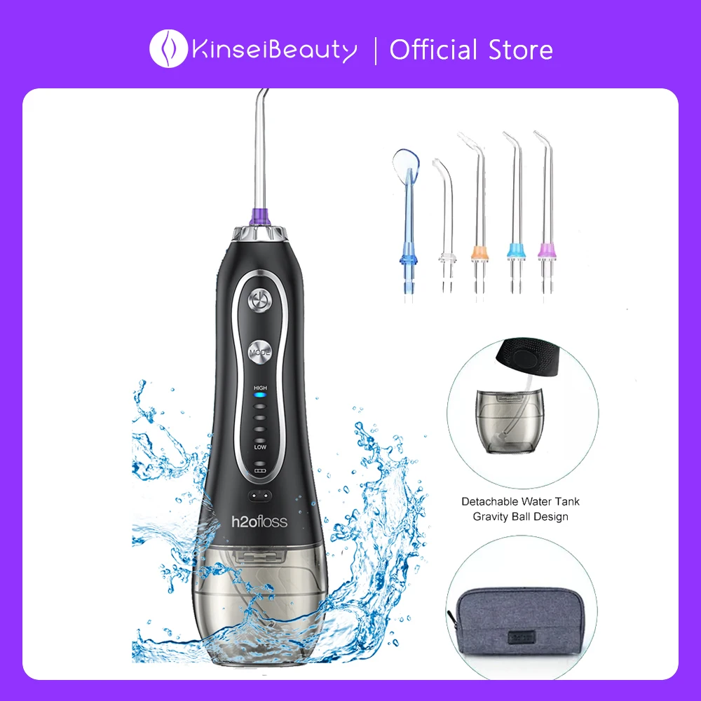 

Портативный ирригатор для полости рта KinseiBeauty с 3 режимами, водонепроницаемый ирригатор для полости рта с USB-зарядкой, 300 мл