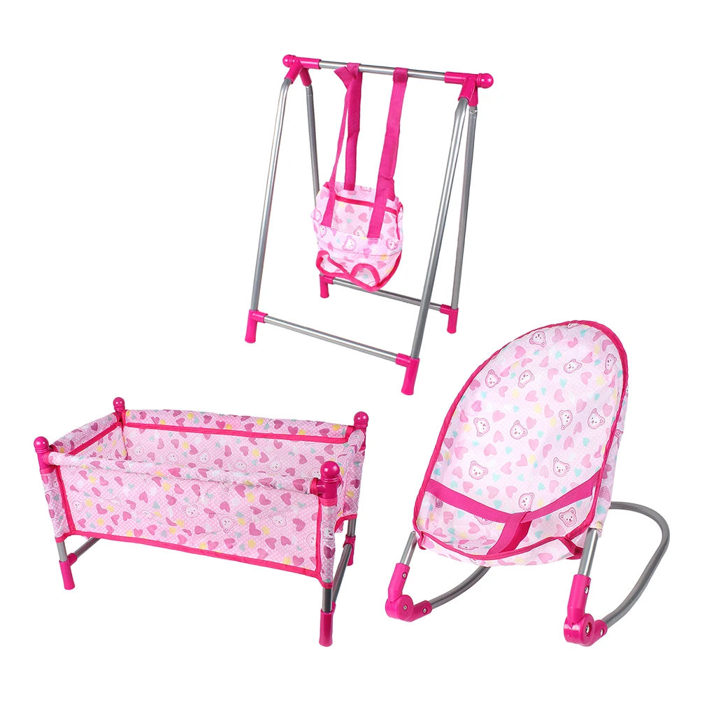Simulation Baby Doll Bed Crib Furniture Toy Toddler Crib Plastic for 9 -12reborn Doll Nursery Room Decoration Birthday Gifts - 6