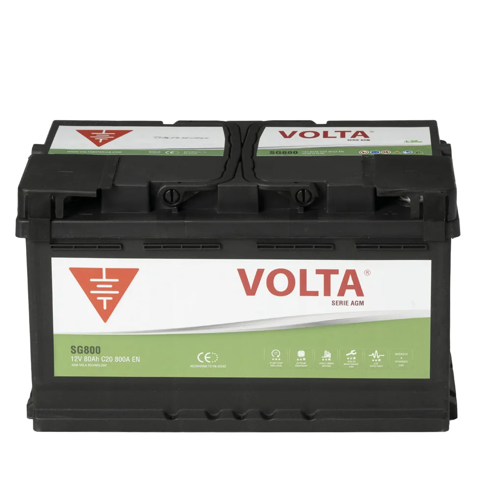 Car battery, Volta, AGM, START-STOP, 12V, 80Ah, 800A, 315x175x190mm, 2  years warranty, valid for any charger, battery starter, european manufacture