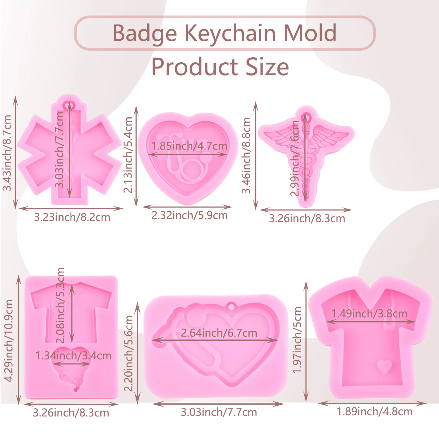 Nurse Shirt Heart Stethoscope Craft Epoxy Resin Molds DIY Medical Emblem Doctor Theme Silicone Mold Silicone Mold For Keychain Jewelry Mould